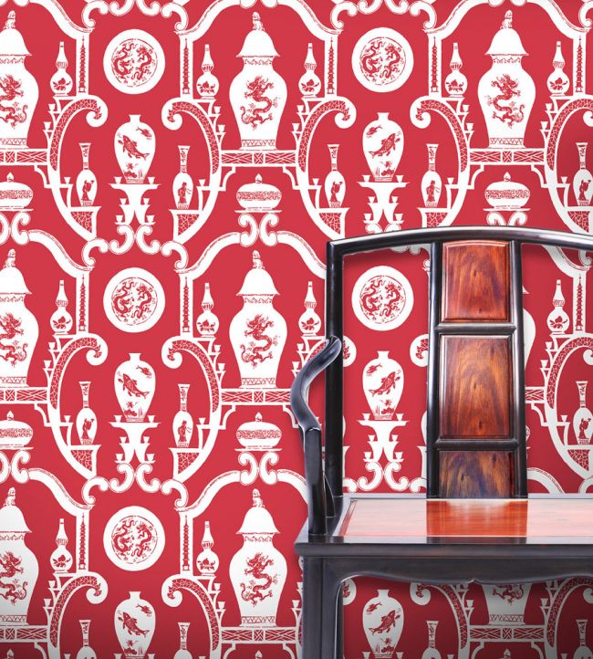 Cathay Room Wallpaper - Red